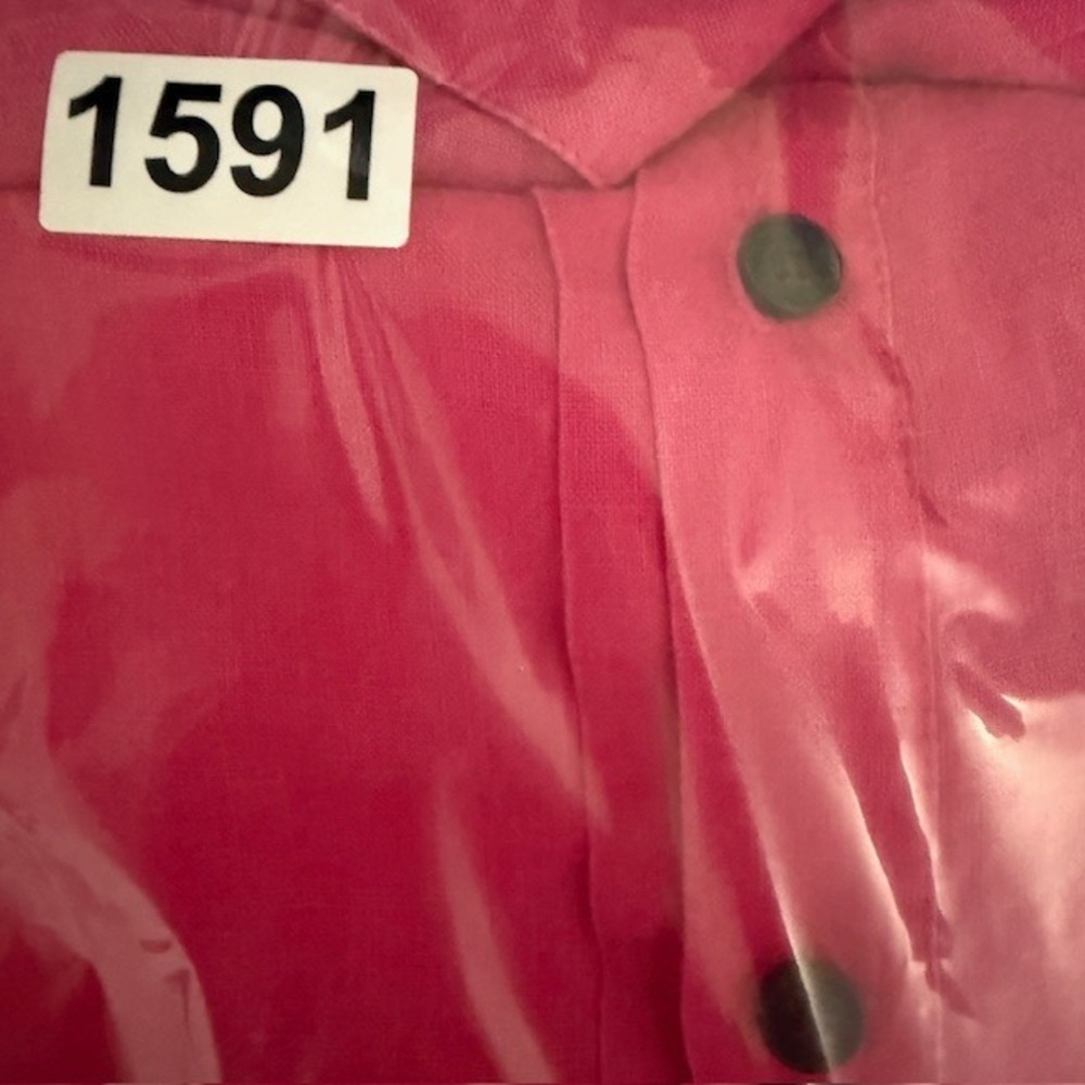 Lafayette 148 100% Linen Button Down Tunic Shirt Dress Fuchsia Pink M Pockets - Picture 9 of 9
